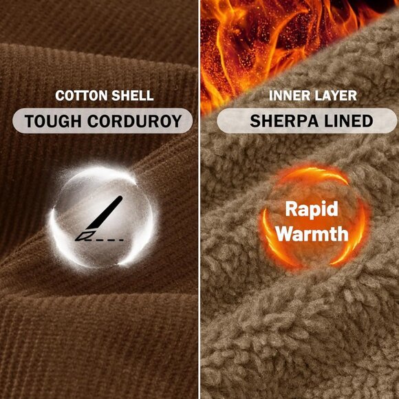 Warm & Fashionable Men's Corduroy Sherpa Jacket - Ideal for Any Winter Occasion - Picture 5 of 7